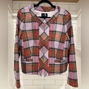 Land’s End 100% Wool Lavender Plaid Blazer Jacket. Size 16.